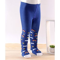 Cute Walk by Babyhug Antibacterial Footed Tights Rainbow Design - Blue
