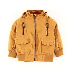 Babyhug Full Sleeves Cotton Hooded Jacket - Khaki