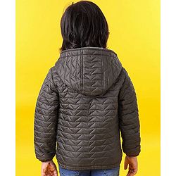 Babyhug Full Sleeves Quilted Hooded Jacket - Olive - 9-12M Green