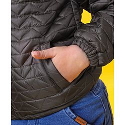 Babyhug Full Sleeves Quilted Hooded Jacket - Olive - 9-12M Green