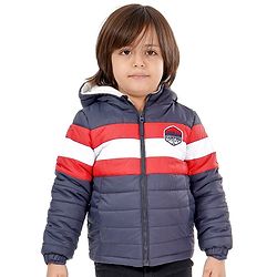 Babyhug Full Sleeves Hooded Padded Jacket - Navy