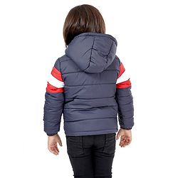 Babyhug Full Sleeves Hooded Padded Jacket - Navy