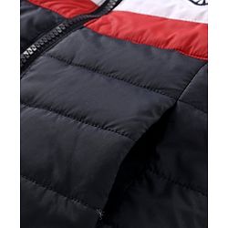 Babyhug Full Sleeves Hooded Padded Jacket - Navy
