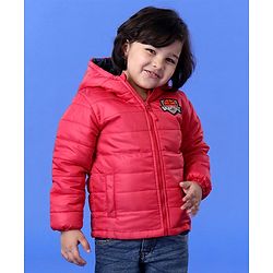 Babyhug Full Sleeves Hooded Padded Winter Jacket Basketball Patch - Red - 6-9M Red