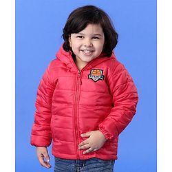 Babyhug Full Sleeves Hooded Padded Winter Jacket Basketball Patch - Red - 6-9M Red
