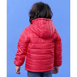 Babyhug Full Sleeves Hooded Padded Winter Jacket Basketball Patch - Red - 6-9M Red