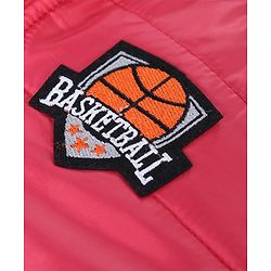 Babyhug Full Sleeves Hooded Padded Winter Jacket Basketball Patch - Red - 6-9M Red