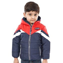Babyhug Full Sleeves Jacket Adventure Patch - Red Blue