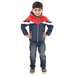 Babyhug Full Sleeves Jacket Adventure Patch - Red Blue