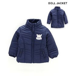 Babyhug Full Sleeves Padded Jacket with  Doll Jacket Bunny Patch - Navy