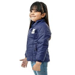 Babyhug Full Sleeves Padded Jacket with  Doll Jacket Bunny Patch - Navy
