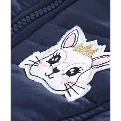 Babyhug Full Sleeves Padded Jacket with  Doll Jacket Bunny Patch - Navy