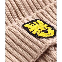 Babyhug Woolen Cap & Muffler Set Tiger Patch Beige -  Diameter 10.5 cm