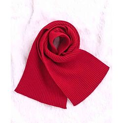Babyhug Woolen Cap & Muffler Set Tiger Patch Red -  Diameter 10.5 cm - NB Red