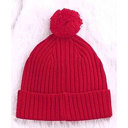 Babyhug Woolen Cap & Muffler Set Tiger Patch Red -  Diameter 10.5 cm - NB Red