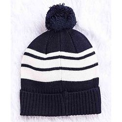 Babyhug Woollen Cap With Muffler Navy - Diameter 10.5 cm - NB Blue