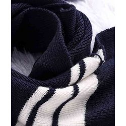 Babyhug Woollen Cap With Muffler Navy - Diameter 10.5 cm - NB Blue