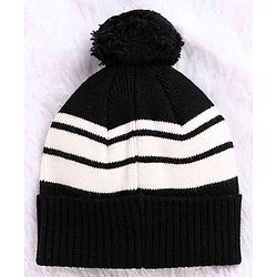 Babyhug Woollen Cap With Muffler Black - Diameter 10.5 cm - NB Black