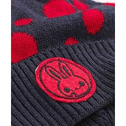 Babyhug Woollen Cap Set Polka Dot Design Navy & Red - Diameter 10 cm