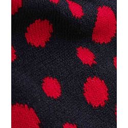 Babyhug Woollen Cap Set Polka Dot Design Navy & Red - Diameter 10 cm