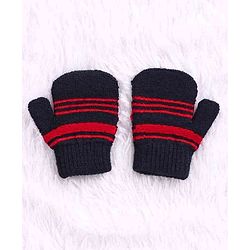 Babyhug Woollen Cap Set Polka Dot Design Navy & Red - Diameter 10 cm