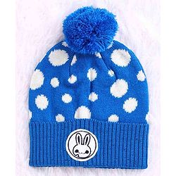 Babyhug Woollen Cap Set Polka Dot Design Navy & Red - Diameter 10 cm