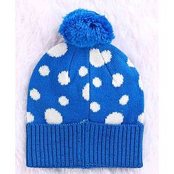 Babyhug Woollen Cap Set Polka Dot Design Navy & Red - Diameter 10 cm
