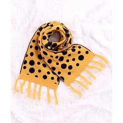 Babyhug Woollen Cap Set Polka Dot Design Mustard & Navy - Diameter 10 cm - NB Yellow