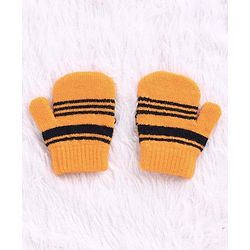 Babyhug Woollen Cap Set Polka Dot Design Mustard & Navy - Diameter 10 cm - NB Yellow