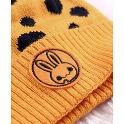Babyhug Woollen Cap Set Polka Dot Design Mustard & Navy - Diameter 10 cm - NB Yellow
