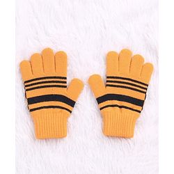 Babyhug Woollen Cap Set Polka Dot Design Mustard & Navy - Diameter 10 cm - NB Yellow