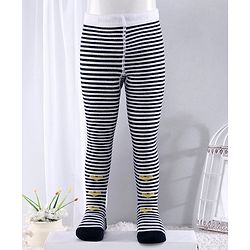 Cute Walk by Babyhug Anti-bacterial Striped Footed Tights - Navy Blue