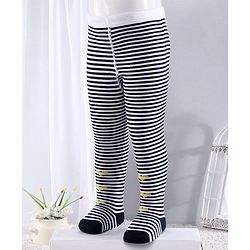 Cute Walk by Babyhug Anti-bacterial Striped Footed Tights - Navy Blue