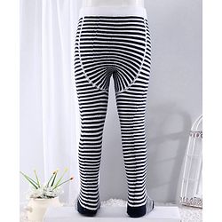 Cute Walk by Babyhug Anti-bacterial Striped Footed Tights - Navy Blue