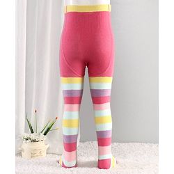 Cutewalk By Babyhug Anti-Bacterial Footed Tights Stripes Design Pack of 2 - Pink