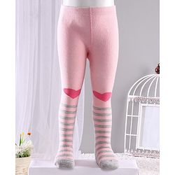 Cute Walk by Babyhug Anti-bacterial Footed Tights Heart Design - Pink