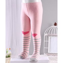 Cute Walk by Babyhug Anti-bacterial Footed Tights Heart Design - Pink