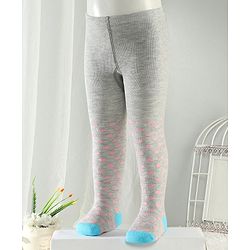 Cutewalk By Babyhug Anti-Bacterial Footed Tights Polka Dots Design - Grey