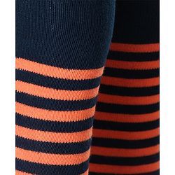 Cute Walk by Babyhug Anti-bacterial Striped Footed Tights - Dark Navy Blue