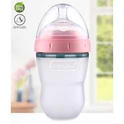 Babyhug Silicone Feeding Bottle Pink - 240 ml