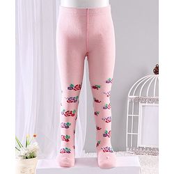 Cute Walk by Babyhug Anti-bacterial Footed Tights Floral Design - Pink