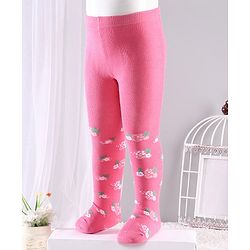 Cute Walk by Babyhug Anti-bacterial Footed Tights Floral Design - Pink