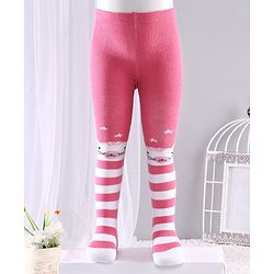 Cute Walk by Babyhug Anti-bacterial Striped Footed Tights - Pink