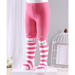 Cute Walk by Babyhug Anti-bacterial Striped Footed Tights - Pink