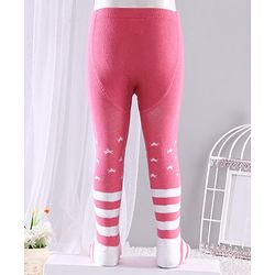 Cute Walk by Babyhug Anti-bacterial Striped Footed Tights - Pink