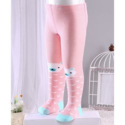 Cute Walk by Babyhug Anti-bacterial Footed Tights Teddy Design - Pink