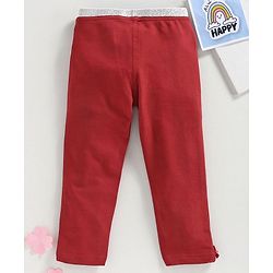 Babyhug Ankle Length Leggings Bow Applique - Maroon
