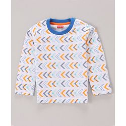 Babyhug Full Sleeves Tee Dino Print Pack of 3  - Teal White - 6-9m White