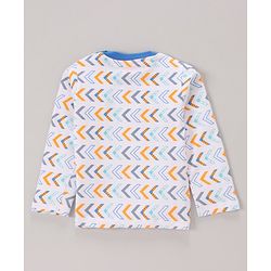 Babyhug Full Sleeves Tee Dino Print Pack of 3  - Teal White - 6-9m White