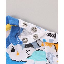 Babyhug Full Sleeves Tee Dino Print Pack of 3  - Teal White - 6-9m White
